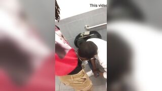 Black dude getting his dick sucked by his coworker in public toilet