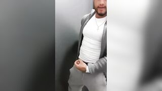 Funny guy stroking his cock