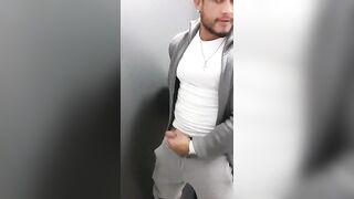 Funny guy stroking his cock