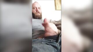 White bear stroking huge cock