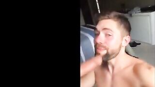 Handsome latino macho sucking cock