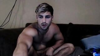 Handsome muscular blond doing a solo show