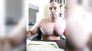 Horny mature guy masturbates in front of the webcam