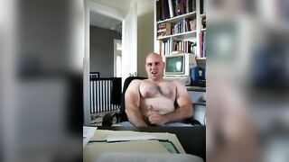Horny mature guy masturbates in front of the webcam