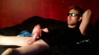 Jerking off in bed and cum