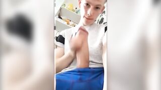 Jerks his cock to a nice cum shot
