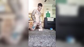 Handsome tattoed guy with hard cock