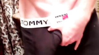 Strokes his huge cock and shoots