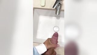 Young guy cums in the sink