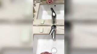 Young guy cums in the sink