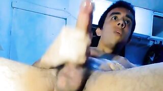 Very hot and handsome and hung twink jerking and cumming