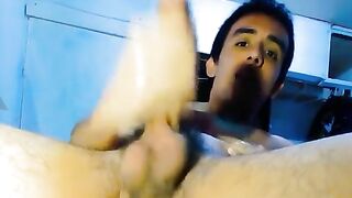 Very hot and handsome and hung twink jerking and cumming