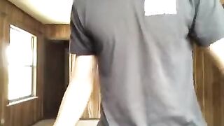 Frat guy masturbating in an empty room