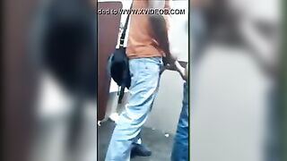 Watching how two strangers have sex in a public bathroom