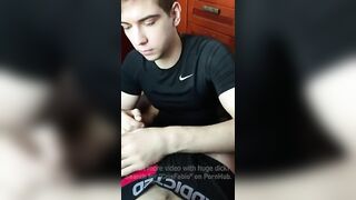 Sucking his huge cock action