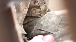Soldier Jacks Off in The toilet