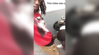 Dread dude getting his dick sucked in the toilet