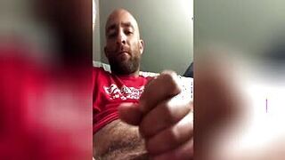 hairy bearded daddy pumps a load