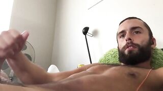 Hot bearded guy strokes his delicious tasty cock