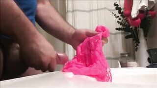 Horny str8 guy shooting a load into a panties