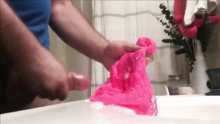 Horny str8 guy shooting a load into a panties