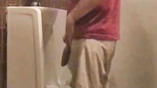 Hidden camera true monster in a public toilet
