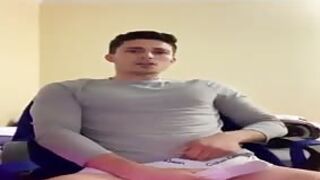 Gorgeous hung boy cums through his undies