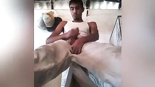 Milking my young sack of its precious seed
