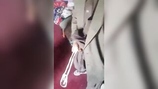 Elderly Afghan man caught jerking into a condom.