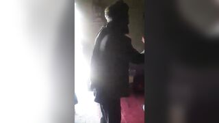 Elderly Afghan man caught jerking into a condom.