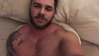 Beautiful tattooed stud stroking his long tasty cock