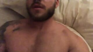Beautiful tattooed stud stroking his long tasty cock