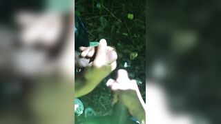 Stroking our cock together before fucking
