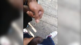 My best friend and i wanking in the park