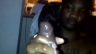 Getting a handjob by a sissy slut