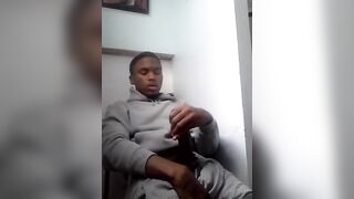 Young nigga stroking his cock during a work break