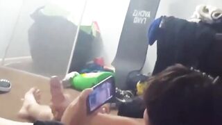 Watching my straight friend jerking his monster