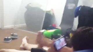 Watching my straight friend jerking his monster