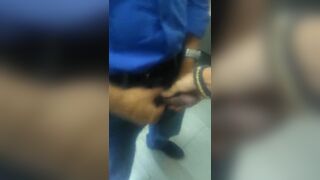 Double public restroom jerk off