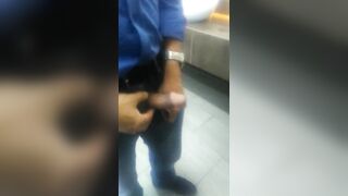 Double public restroom jerk off