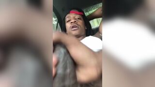 Horny jamaican dude getting a handjob in his car
