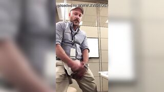Real horny mature guy masturbating at work