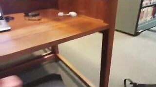 Stud wanking his hard cock at the library