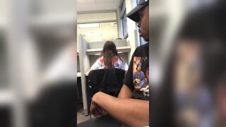 Jacking off in a public library with cumshot