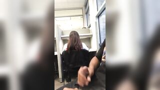Jacking off in a public library with cumshot