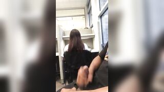Jacking off in a public library with cumshot