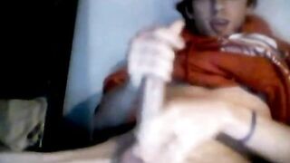 Big cock twink shooting a huge load on webcam