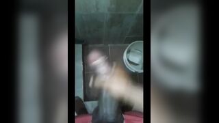 Stroking my huge piece of meat in a public bathroom