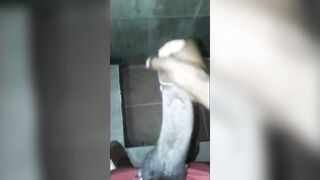 Stroking my huge piece of meat in a public bathroom