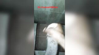 Stroking my huge piece of meat in a public bathroom